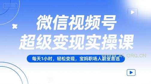 微信视频号超级变现实操课，每天1小时，轻松变现，宝妈职场人副业首选-A5资源网