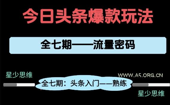 头条系列全七期项目拆解，全是干货，新手从0-1必经过程，99的人会踩的坑-A5资源网