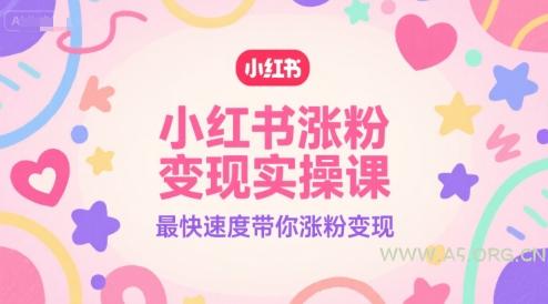 小红书涨粉变现实操课，最快速度带你涨粉变现-A5资源网