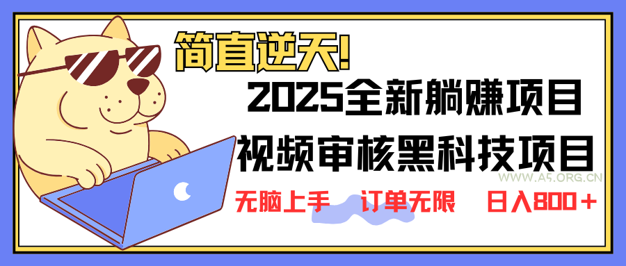 2025 全新视频审核黑科技项目登场，新手小白无脑上手5秒闭眼出单，订单...-A5资源网