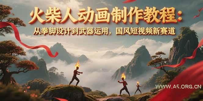 火柴人动画制作教程：从拳脚设计到武器运用，国风短视频新赛道-A5资源网