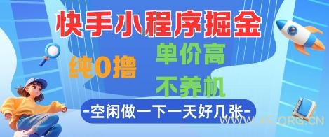 快手小程序掘金，纯0撸，单价高不养机 利用空闲时间做一做，一天好几张【揭秘】-A5资源网