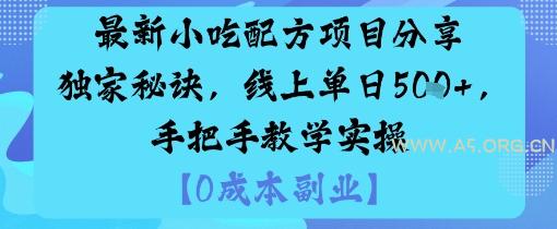 最新小吃配方项目分享独家秘诀，线上单日5张，手把手教学实操-A5资源网