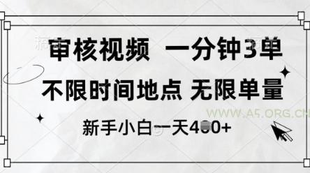 审核视频，10秒一单，不限时间，不限单量，新人小白一天4张+【揭秘】-A5资源网