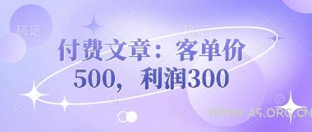 付费文章：客单价500，利润300-A5资源网
