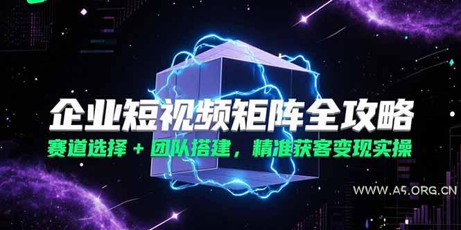 企业短视频矩阵全攻略，赛道选择+团队搭建，精准获客变现实操-A5资源网