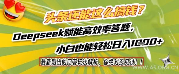 头条还能这么搞钱？最新刚出的问答玩法解析，你绝对没见过！Deepseek赋能高效率答题，小白也能轻松日入1k+-A5资源网