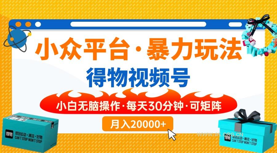 小众平台暴力玩法，一键搬运爆款视频，可矩阵小白无脑操作，每天30分钟...-A5资源网