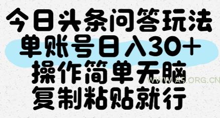 今日头条问答玩法，单账号日入30+，操作简单无脑复制粘贴就行-A5资源网