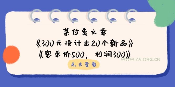 某付费文章：《300元设计出20个新品》+《客单价500，利润300》-A5资源网