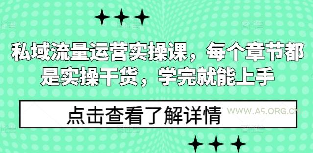 私域流量运营实操课，每个章节都是实操干货，学完就能上手-A5资源网