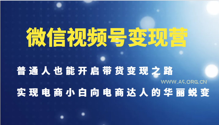 微信视频号变现营-普通人也能开启带货变现之路，实现电商小白向电商达人的华丽蜕变-A5资源网
