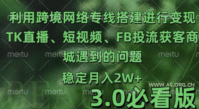 利用跨境电商网络及搭建TK直播、短视频、FB投流获客以及商城遇到的问题进行变现3.0必看版【揭秘】-A5资源网