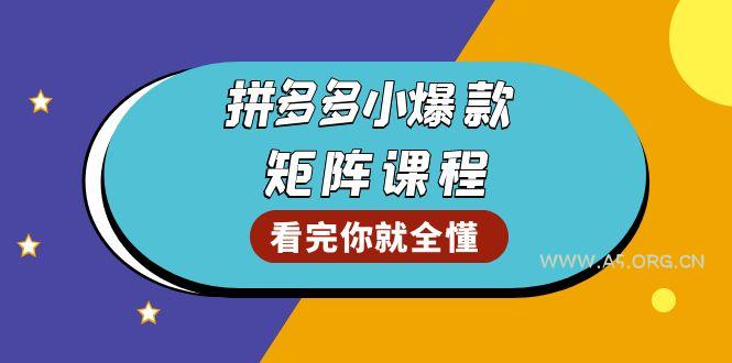 拼多多爆款矩阵课程：教你测出店铺爆款，优化销量，提升GMV，打造爆款群-A5资源网