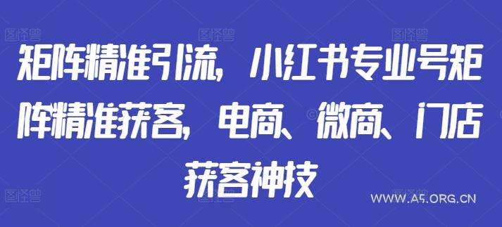 矩阵精准引流，小红书专业号矩阵精准获客，电商、微商、门店获客神技-A5资源网
