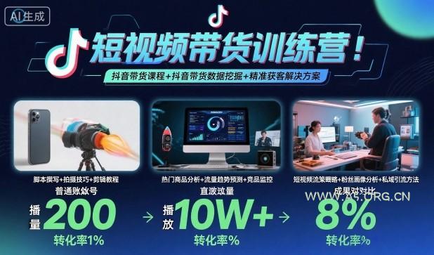 短视频带货训练营，抖音带货课程+抖音带货数据挖掘+精准获客解决方案-A5资源网