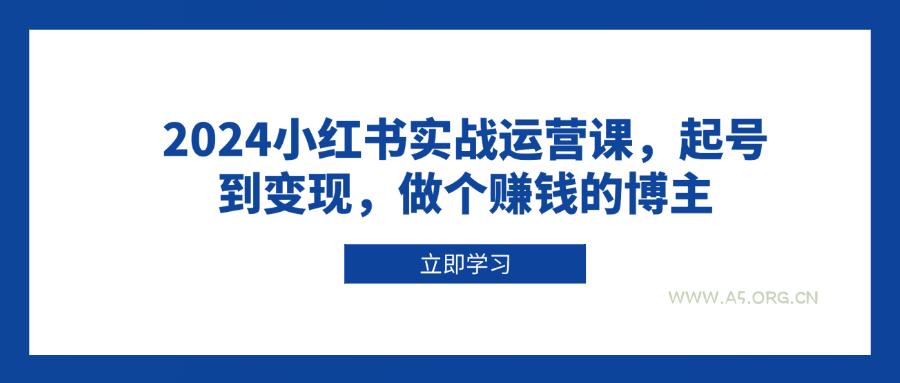 2024小红书实战运营课，起号到变现，做个赚钱的博主-A5资源网
