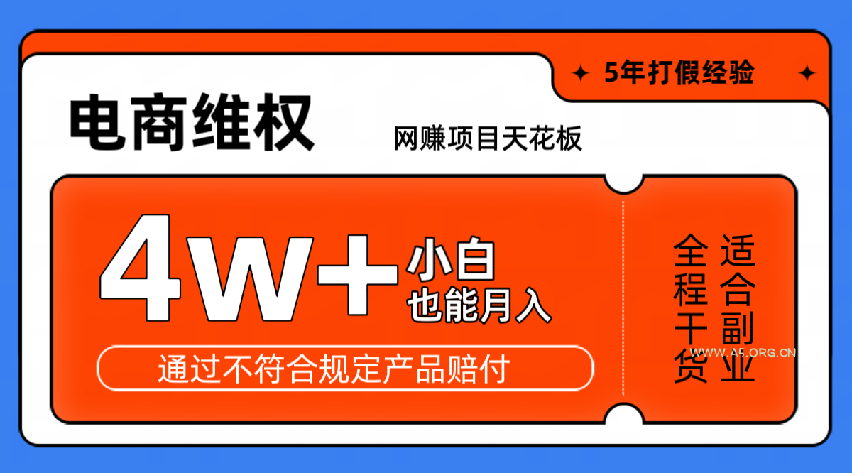 网赚项目天花板电商购物维权月收入稳定4w+独家玩法小白也能上手-A5资源网