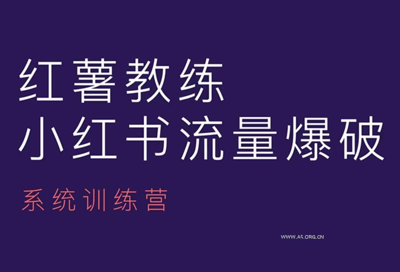 红薯教练-小红书内容运营课，小红书运营学习终点站-A5资源网