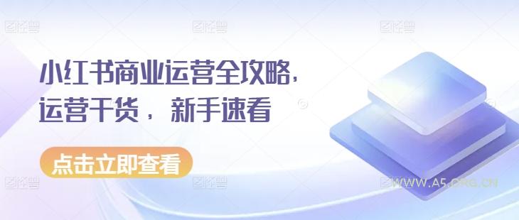 小红书商业运营全攻略，运营干货 ，新手速看-A5资源网