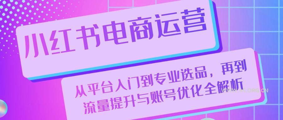 小红书电商运营：从平台入门到专业选品，再到流量提升与账号优化全解析-A5资源网