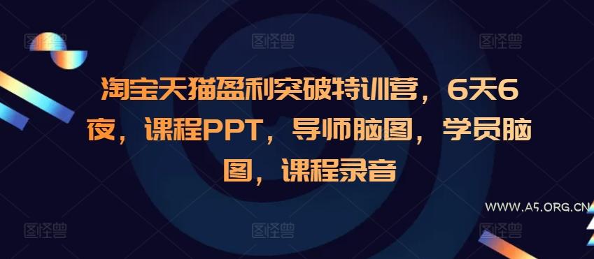 淘宝天猫盈利突破特训营，6天6夜，课程PPT，导师脑图，学员脑图，课程录音-A5资源网