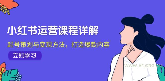 小红书运营课程详解：起号策划与变现方法，打造爆款内容-A5资源网