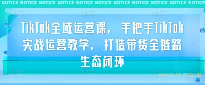 TikTok全域运营课，手把手TikTok实战运营教学，打造带货全链路生态闭环-A5资源网