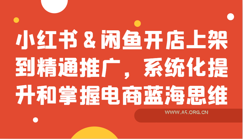 小红书&闲鱼开店上架到精通推广，系统化提升和掌握电商蓝海思维-A5资源网
