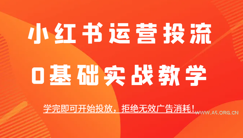 小红书运营投流，0基础实战教学，学完即可开始投放，拒绝无效广告消耗！-A5资源网
