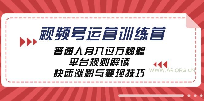 视频号运营训练营：普通人月入过万秘籍，平台规则解读，快速涨粉与变现-A5资源网