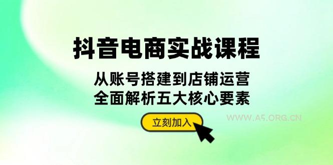 抖音 电商实战课程：从账号搭建到店铺运营，全面解析五大核心要素-A5资源网