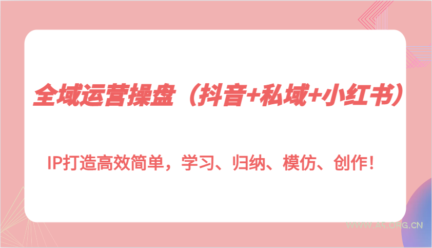 全域运营操盘(抖音+私域+小红书)IP打造高效简单，学习、归纳、模仿、创作！-A5资源网