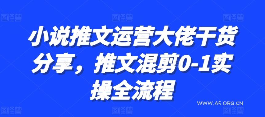 小说推文运营大佬干货分享，推文混剪0-1实操全流程-A5资源网