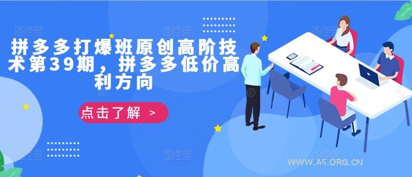 拼多多打爆班原创高阶技术第39期，拼多多低价高利方向-A5资源网