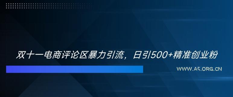 双十一电商评论区暴力引流，日引500+精准创业粉【揭秘】-A5资源网