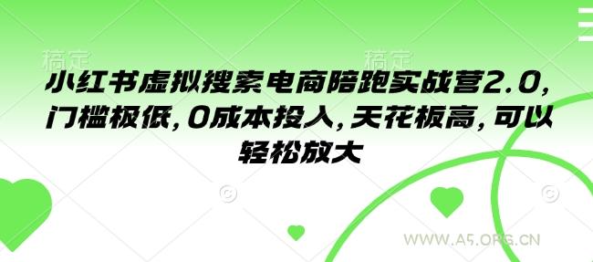 小红书虚拟搜索电商陪跑实战营2.0，门槛极低，0成本投入，天花板高，可以轻松放大-A5资源网