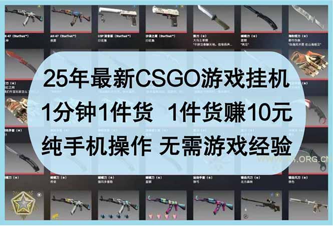 25年最新CSGO游戏挂机，1分钟1件货，1件货赚10元 纯手机操作 无需游戏经验-A5资源网