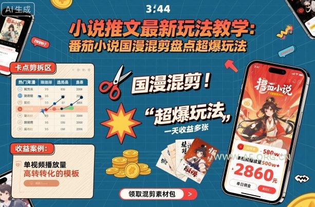 小说推文最新玩法教学，番茄小说国漫混剪盘点超爆玩法，全程干货，一天收益多张-A5资源网