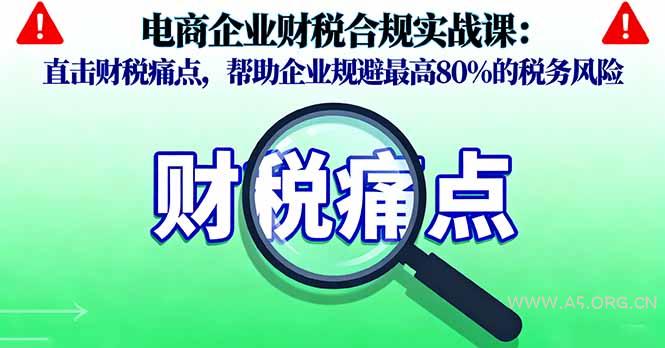 电商企业财税合规实战课，直击财税痛点，帮助企业规避最高80%的税务风险-A5资源网