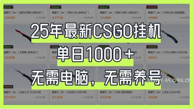25年最新CSGO挂机系统，单日1000+，无需电脑，无需养号，0基础可上手-A5资源网