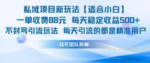 私域项目新玩法【适合小白】 一单收费88.每天稳定收益几张-A5资源网