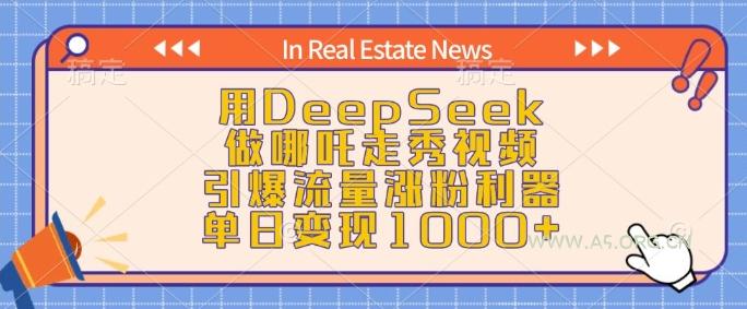 用DeepSeek做哪吒走秀视频，引爆流量涨粉利器，单日变现1k-A5资源网