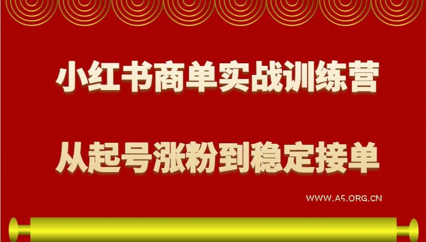 小红书商单实战训练营，从0到1教你如何变现，从起号涨粉到稳定接单，适合新手-A5资源网