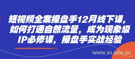 短视频全案操盘手12月线下课，如何打通自然流量，成为现象级IP必修课，操盘手实战经验-A5资源网