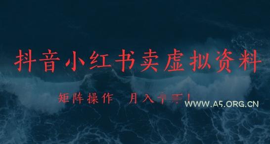抖音小红书卖虚拟资料，市场需求一直存在，矩阵操作，月入1w+-A5资源网