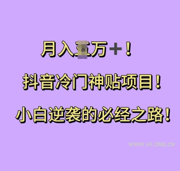 抖音冷门神贴项目，小白逆袭的必经之路，月入过W【揭秘】-A5资源网