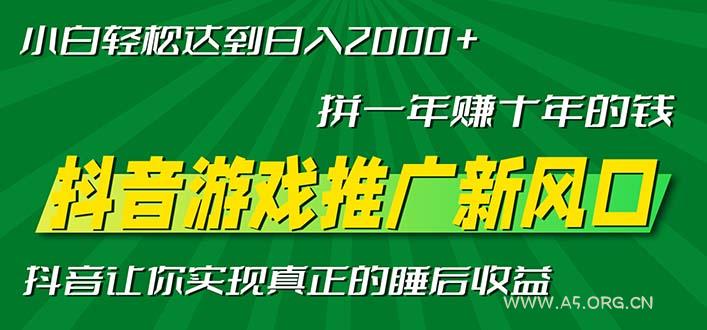 新风口抖音游戏推广—拼一年赚十年的钱，小白每天一小时轻松日入2000＋-A5资源网