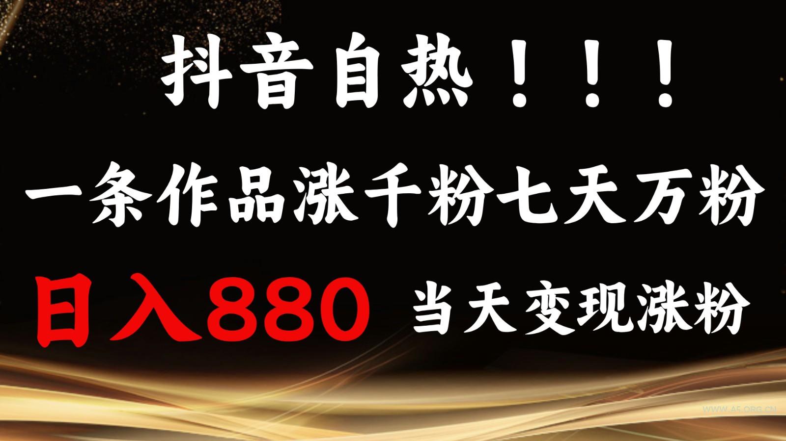 抖音小红书自热，一条作品1000粉，7天万粉，单日变现880收益-A5资源网