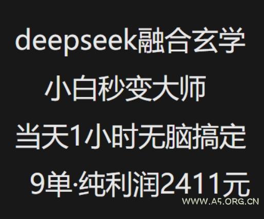 抖音小红书deepseek融合玄学，纯小白秒变大师，当天1小时无脑搞定9单，纯利润上千-A5资源网